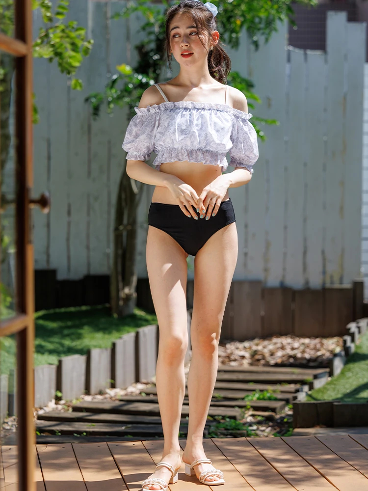 トワルドジュイ風×オフショル水着 スイムウェア 3点セット（水着