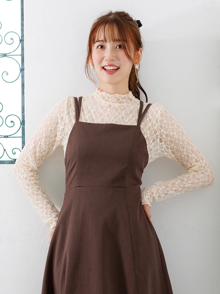 LUDIC PARK(ルディックパーク) |プチハイネックレースロングTシャツ