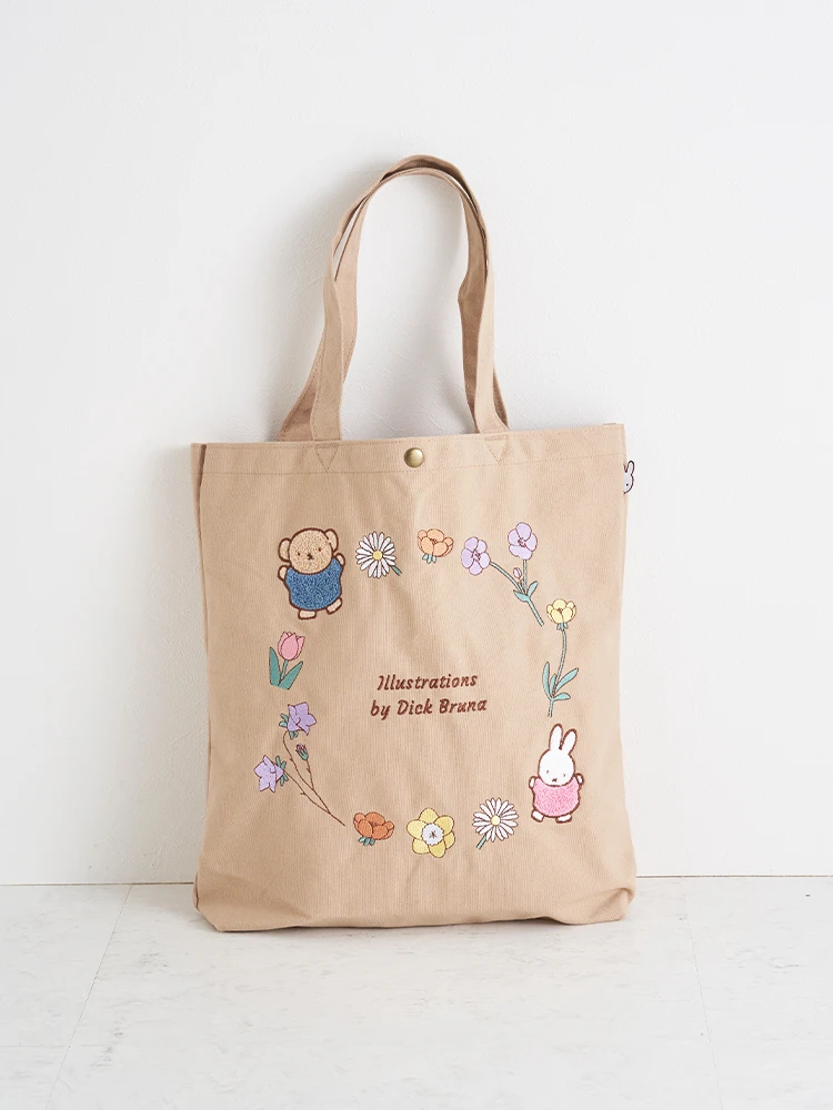 LUDIC PARK(ルディックパーク) |miffy 刺繍 帆布トートバッグ【ベージュフラワーリース】
