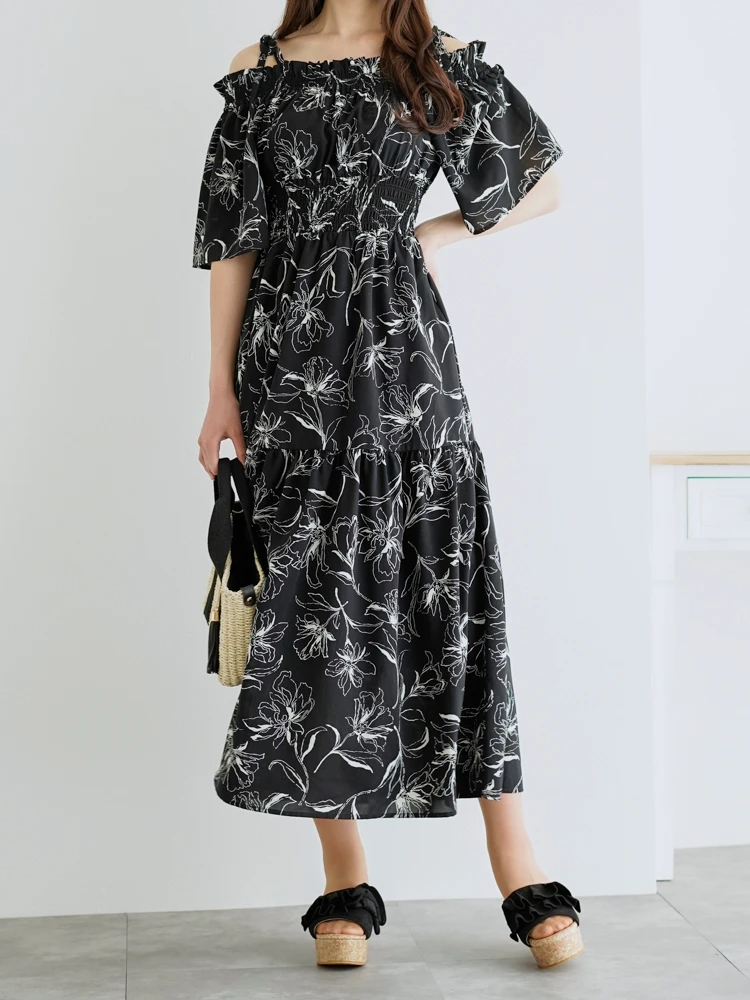 雪花絞り　ワンピース Wizard of Oz / 繁花集 小花柄レースロングワンピース [LO1509