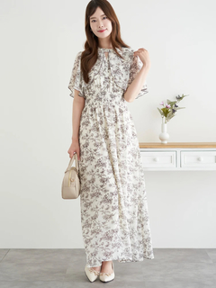 LUDIC PARK(ルディックパーク) |花柄シフォンケープワンピース