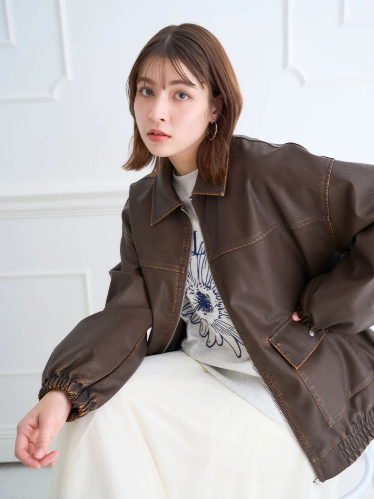 フェイクレザーステンカラージャケット / LUDIC PARK（ルディック