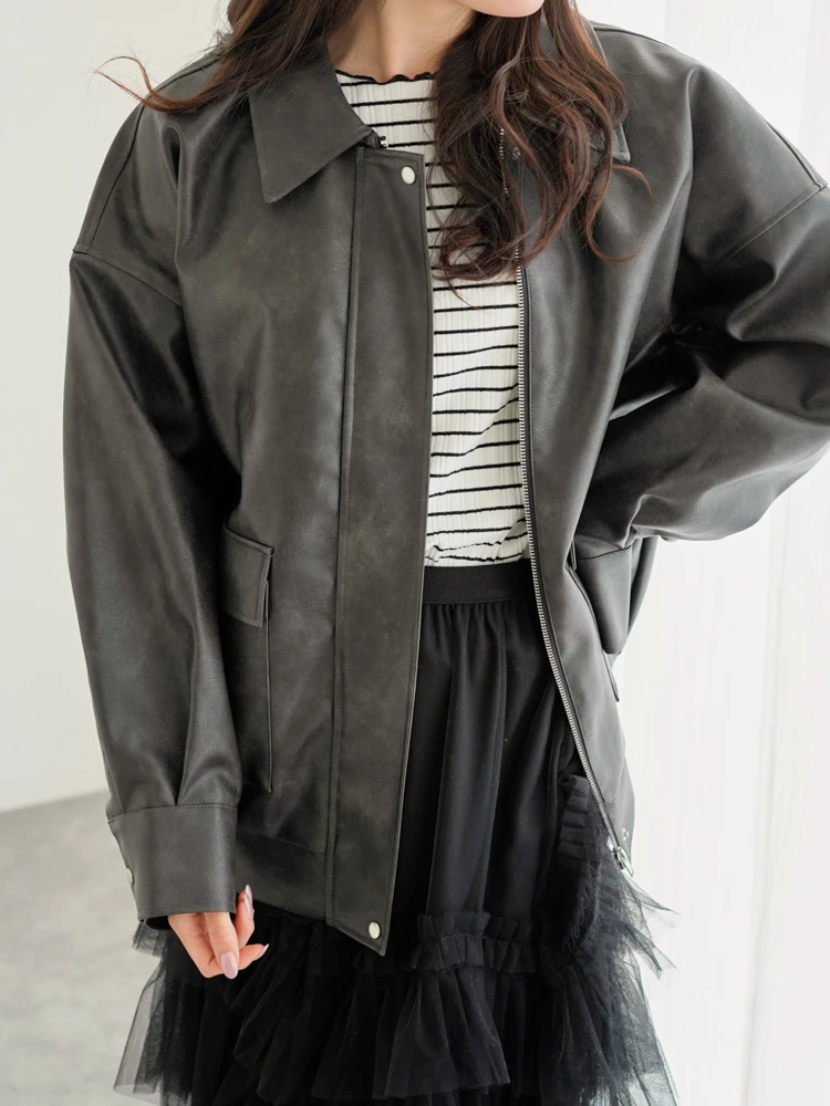 フェイクレザーステンカラーブルゾン / LUDIC PARK（ルディックパーク