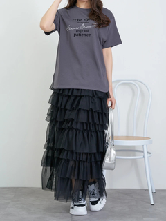 LUDIC PARK(ルディックパーク) |【接触冷感/吸水速乾/UV】フロッキープリント×ラメ刺繍ロゴTシャツ