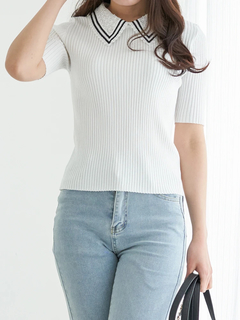 LUDIC PARK(ルディックパーク) |[2WAY]レース襟リブニットトップス