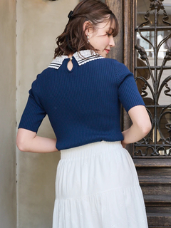 LUDIC PARK(ルディックパーク) |[2WAY]レース襟リブニットトップス