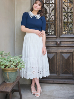 LUDIC PARK(ルディックパーク) |[2WAY]レース襟リブニットトップス