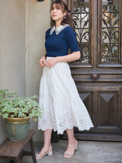 LUDIC PARK(ルディックパーク) |[2WAY]レース襟リブニットトップス