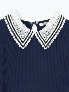 LUDIC PARK(ルディックパーク) |[2WAY]レース襟リブニットトップス