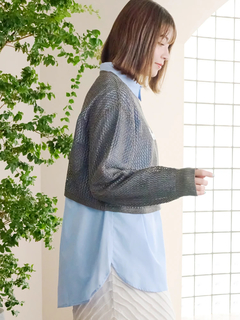 LUDIC PARK(ルディックパーク) |透かし編みニット刺繍ロゴプルオーバー