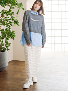 LUDIC PARK(ルディックパーク) |透かし編みニット刺繍ロゴプルオーバー
