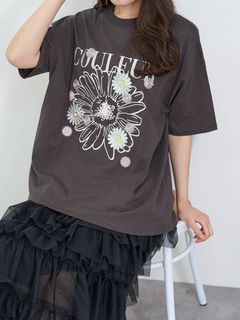 LUDIC PARK(ルディックパーク) |メニーフラワー刺繍Tシャツ