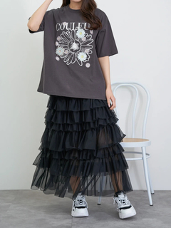 LUDIC PARK(ルディックパーク) |メニーフラワー刺繍Tシャツ