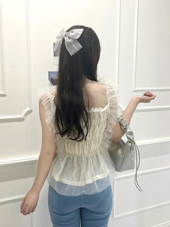 LUDIC PARK(ルディックパーク) |【SNSで話題！大人の上品可愛い】チュールフリル使いノースリーブトップス