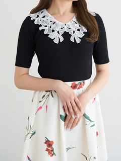 LUDIC PARK(ルディックパーク) |襟レースリブニットトップス