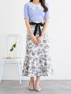 LUDIC PARK(ルディックパーク) |襟レースリブニットトップス