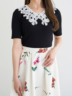 LUDIC PARK(ルディックパーク) |襟レースリブニットトップス