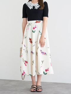 LUDIC PARK(ルディックパーク) |襟レースリブニットトップス