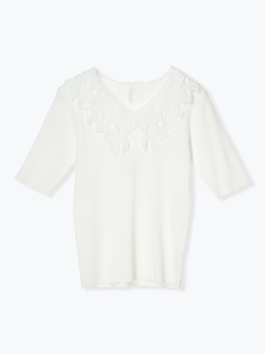 LUDIC PARK(ルディックパーク) |襟レースリブニットトップス