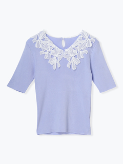 LUDIC PARK(ルディックパーク) |襟レースリブニットトップス