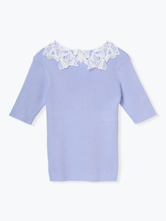 LUDIC PARK(ルディックパーク) |襟レースリブニットトップス