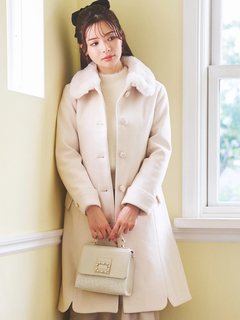 LUDIC PARK(ルディックパーク) |フェイクウールファー襟付きロングコート