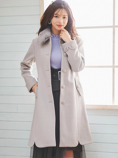 LUDIC PARK(ルディックパーク) |フェイクウールファー襟付きロングコート