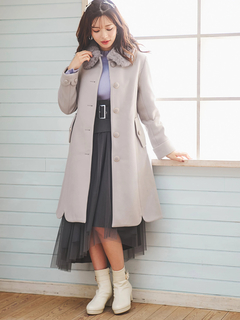 LUDIC PARK(ルディックパーク) |フェイクウールファー襟付きロングコート