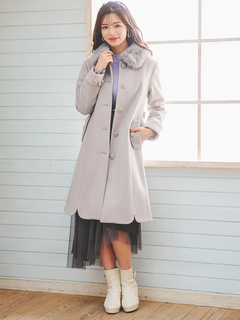 LUDIC PARK(ルディックパーク) |フェイクウールファー襟付きロングコート