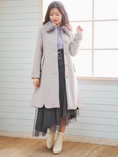 LUDIC PARK(ルディックパーク) |フェイクウールファー襟付きロングコート