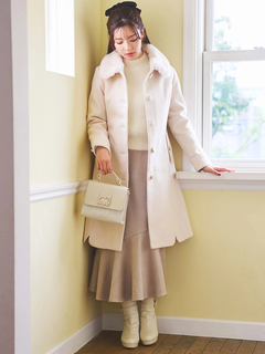 LUDIC PARK(ルディックパーク) |フェイクウールファー襟付きロングコート