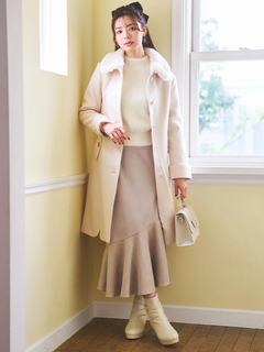 LUDIC PARK(ルディックパーク) |フェイクウールファー襟付きロングコート