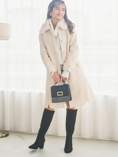 LUDIC PARK(ルディックパーク) |フェイクウールファー襟付きロングコート