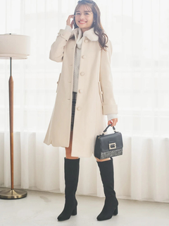 LUDIC PARK(ルディックパーク) |フェイクウールファー襟付きロングコート