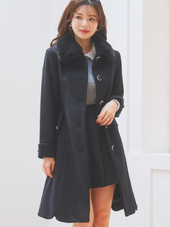 LUDIC PARK(ルディックパーク) |フェイクウールファー襟付きロングコート