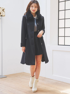 LUDIC PARK(ルディックパーク) |フェイクウールファー襟付きロングコート