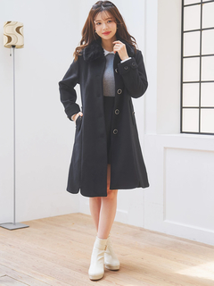 LUDIC PARK(ルディックパーク) |フェイクウールファー襟付きロングコート