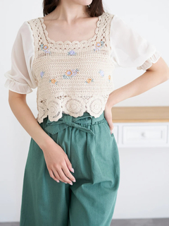 LUDIC PARK(ルディックパーク) |フラワー刺繍かぎ針ドッキングトップス