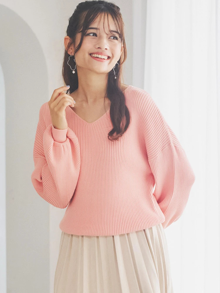 LUDIC PARK(ルディックパーク) |Vネックミルキーニットトップス