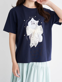 LUDIC PARK(ルディックパーク) |ネコリボン×パールTシャツ