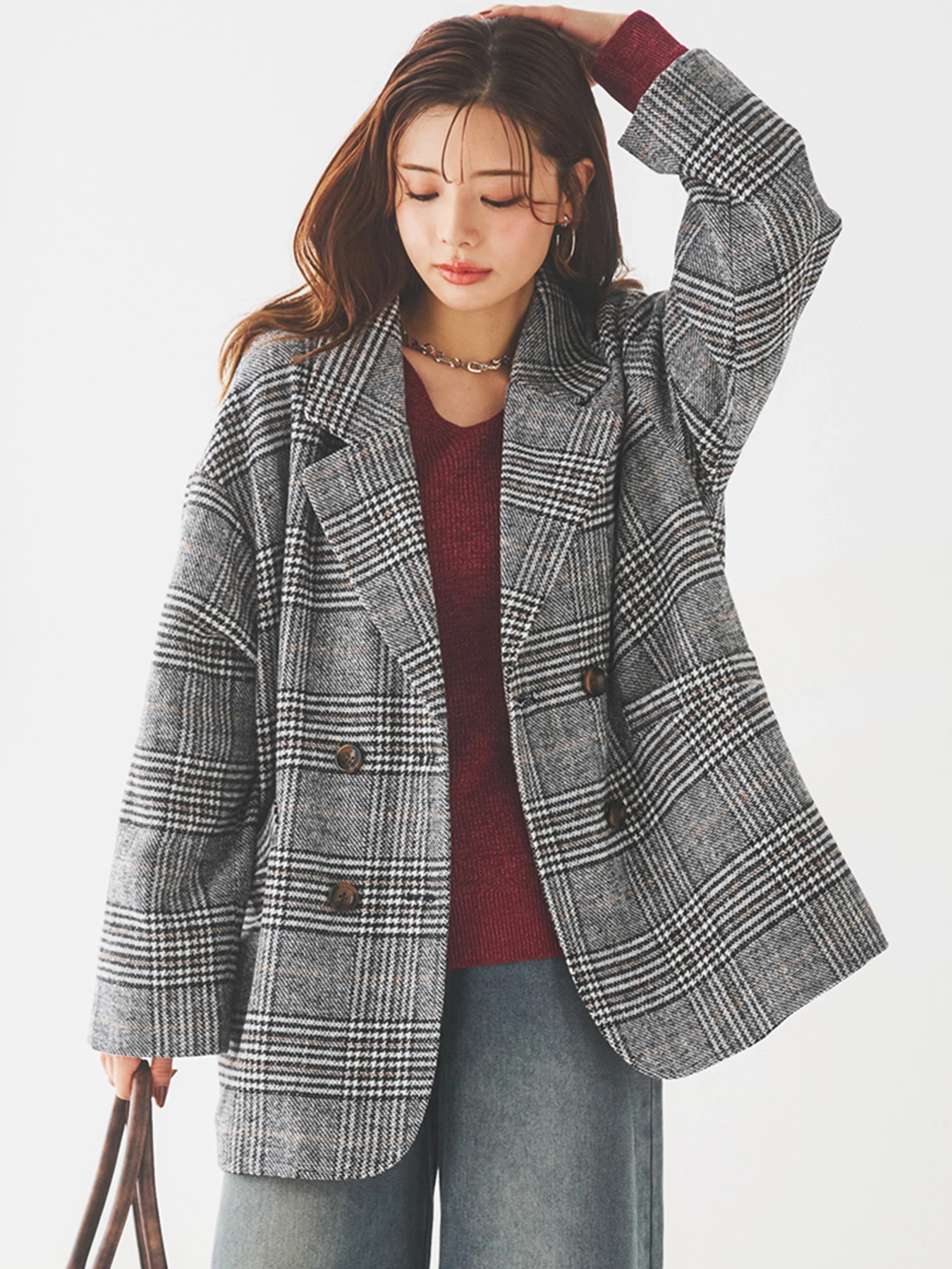 ウール混グレンチェックテーラードコート / LUDIC PARK（ルディック