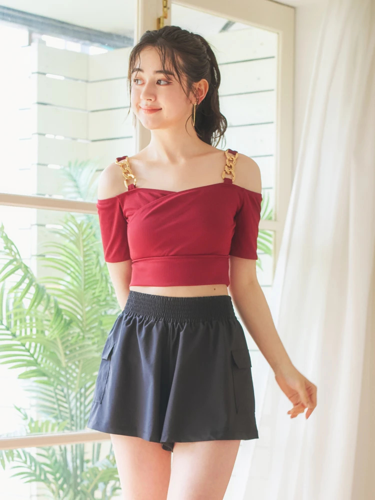 LUDIC PARK(ルディックパーク) |チェーン×オフショル水着 スイムウェア 3点セット