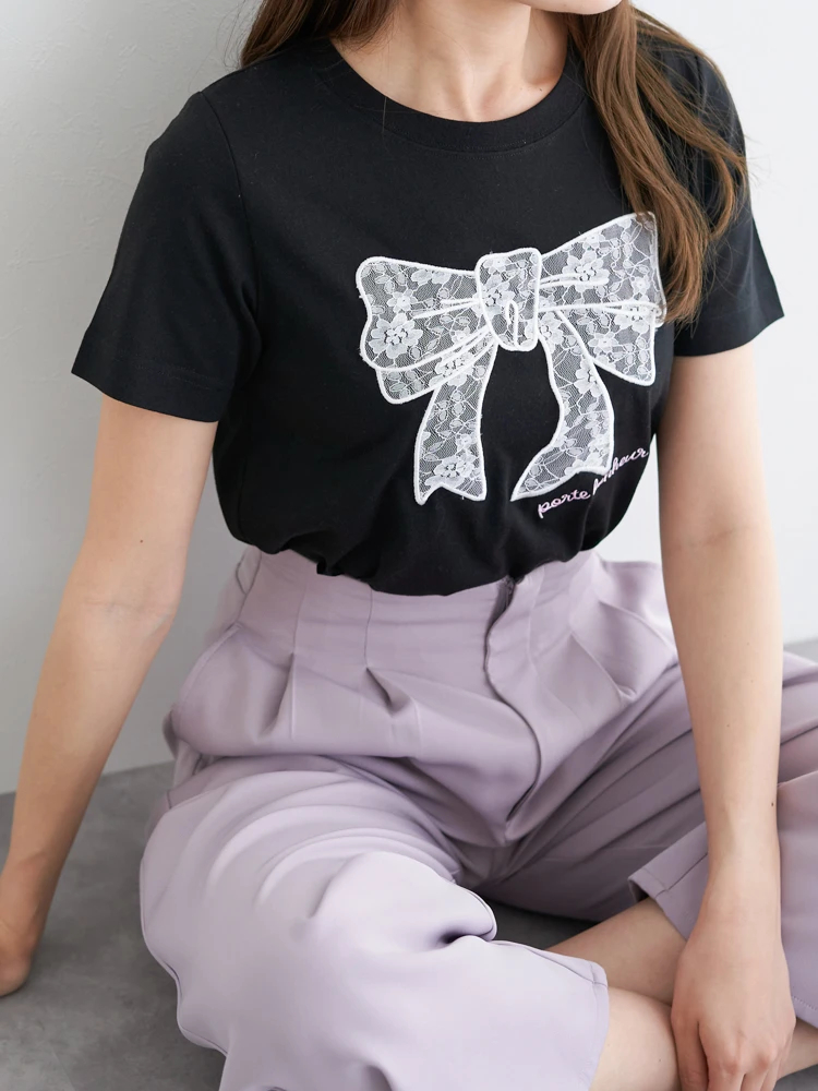 LUDIC PARK(ルディックパーク) |レースリボンTシャツ