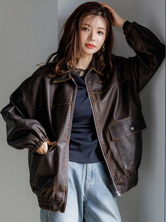 LUDIC PARK(ルディックパーク) |フェイクレザーステンカラージャケット