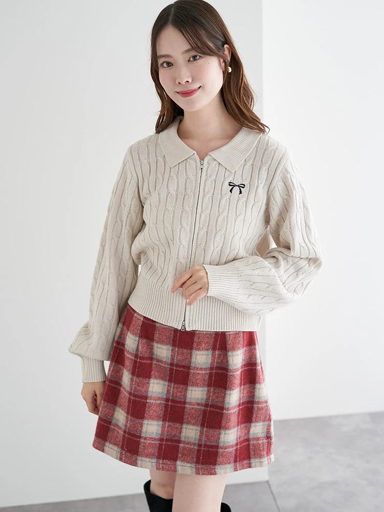 リボン刺繍ラメニットWZIPカーディガン / LUDIC PARK（ルディック