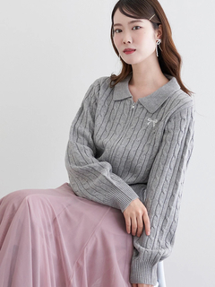 LUDIC PARK(ルディックパーク) |リボン刺繍ラメニットWZIPカーディガン