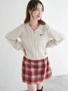 LUDIC PARK(ルディックパーク) |リボン刺繍ラメニットWZIPカーディガン