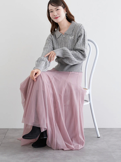 LUDIC PARK(ルディックパーク) |リボン刺繍ラメニットWZIPカーディガン