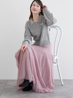 LUDIC PARK(ルディックパーク) |リボン刺繍ラメニットWZIPカーディガン