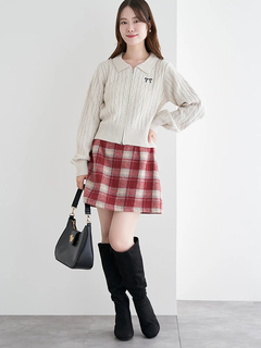 LUDIC PARK(ルディックパーク) |リボン刺繍ラメニットWZIPカーディガン